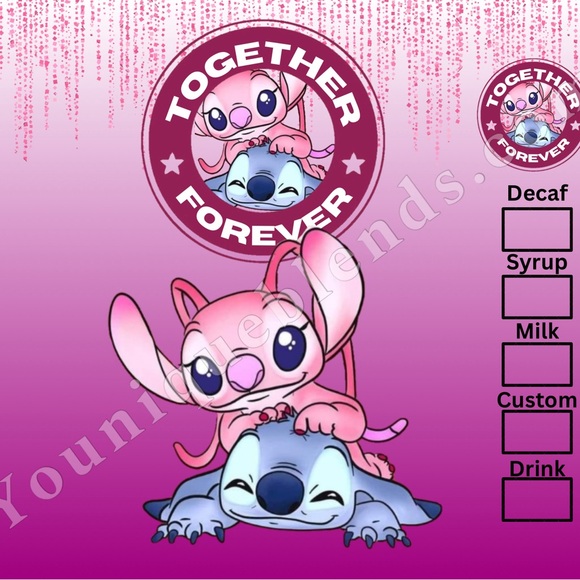 TOGETHER FOREVER 20oz STAINLESS STEEL SUBLIMATED TUMBLER HIS& HERS - Picture 6 of 11